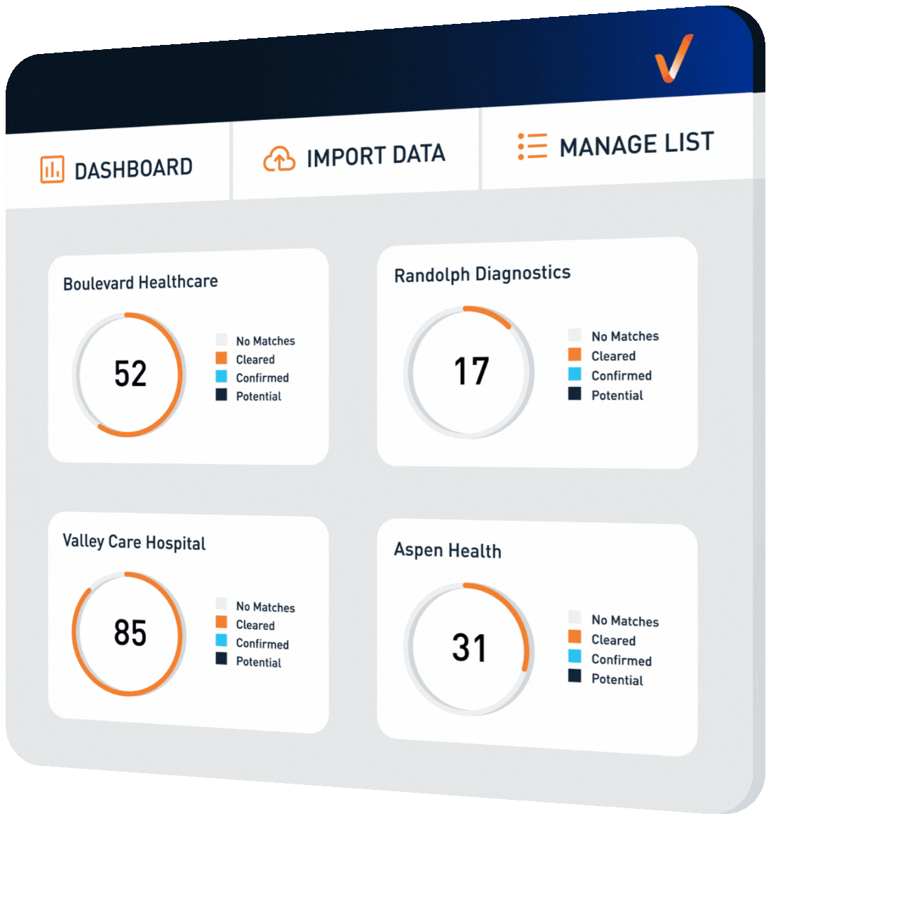 Streamline Verify Software Dashboard Interface